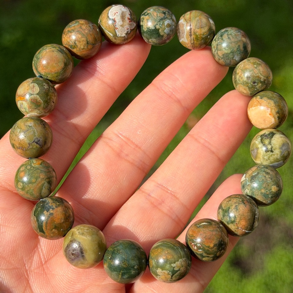 12.5mm stretchable fruit jasper bracelet 0822